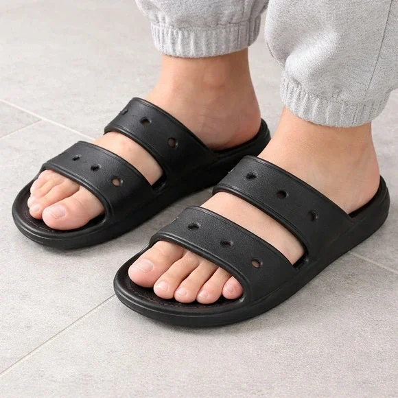 Crocs Classic Slide Sandal Black Women Sz 9 Mens 7 Comfort Slip On - Picture 1 of 6